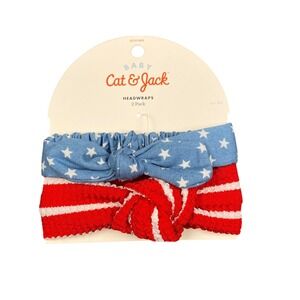 Cat & Jack Baby Headwraps 2 Pack American Flag Stars Stripes Newborn 683